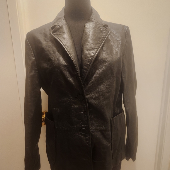 GAP Jackets & Blazers - GAP Black Leather Blazer Jacket - Women's